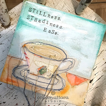 SOLD OUT. Trailing Tea Cup Shadow Threads Canvas