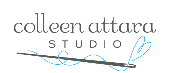 Colleen Attara Studio (Logo with Threaded Needle) Original Art, Altered Books, Salvaged Words, Cards & Prints, and Workshops with Artist, Colleen Attara